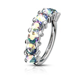 7 Gem Lined Surgical Steel Bendable Hoop Tragus Cartilage Eyebrow Nose