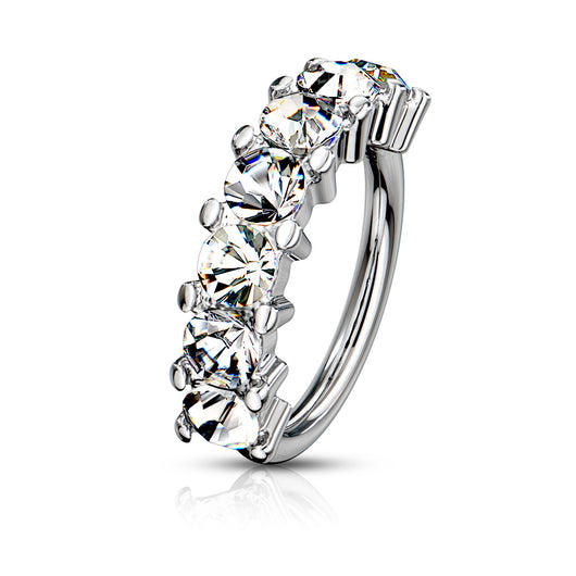 7 Gem Lined Surgical Steel Bendable Hoop Tragus Cartilage Eyebrow Nose