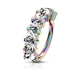 7 Gem Lined Surgical Steel Bendable Hoop Tragus Cartilage Eyebrow Nose