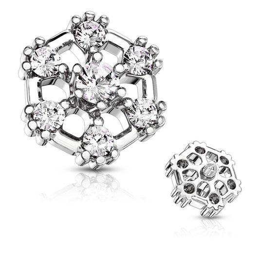 CZ Hexagonal Internal Threaded Dermal Anchor Top