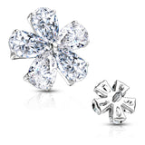 Pear Shape CZ Flower Internal Threaded Dermal Anchor Top