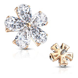 Pear Shape CZ Flower Internal Threaded Dermal Anchor Top