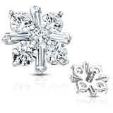 Princess Cut CZ Crossed Internal Threaded Dermal Anchor Top