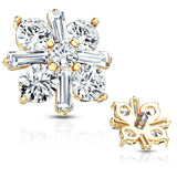 Princess Cut CZ Crossed Internal Threaded Dermal Anchor Top