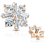 Princess Cut CZ Crossed Internal Threaded Dermal Anchor Top