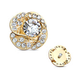 CZ Center Rose Blossom Internal Threaded Dermal Anchor Top