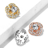 CZ Center Rose Blossom Internal Threaded Dermal Anchor Top