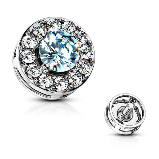 Double CZ Center Internal Threaded Dermal Anchor Tops