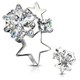 CZ Cluster Star Internal Threaded Dermal Anchor Tops