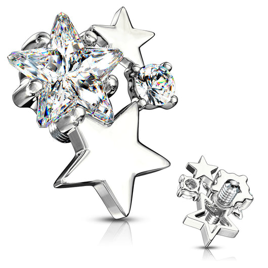 CZ Cluster Star Internal Threaded Dermal Anchor Tops