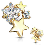 CZ Cluster Star Internal Threaded Dermal Anchor Tops