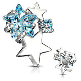 CZ Cluster Star Internal Threaded Dermal Anchor Tops