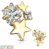 CZ Cluster Star Internal Threaded Dermal Anchor Tops