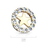 8 mm CZ Paved Circle Outline Star Internal Threaded Dermal Anchor Tops