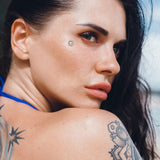 8 mm CZ Paved Circle Outline Star Internal Threaded Dermal Anchor Tops