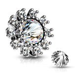 6 mm CZ Surround Double Tiered CZ Center Dermal Anchor Tops