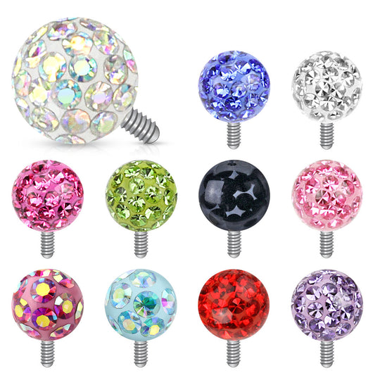 Clear Epoxy Covered Ferido Ball Dermal Anchor Tops