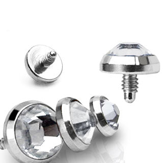 CZ Dome Flat Surgical Steel Dermal Anchor Top 3 Assorted Sizes Pack
