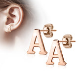 Pair of 14kt Rose Gold Plated Alphabet Initial Dangle Earring Studs