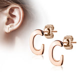 Pair of 14kt Rose Gold Plated Alphabet Initial Dangle Earring Studs