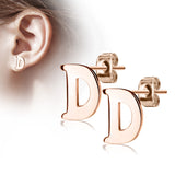 Pair of 14kt Rose Gold Plated Alphabet Initial Dangle Earring Studs