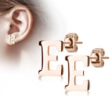 Pair of 14kt Rose Gold Plated Alphabet Initial Dangle Earring Studs