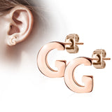 Pair of 14kt Rose Gold Plated Alphabet Initial Dangle Earring Studs