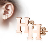 Pair of 14kt Rose Gold Plated Alphabet Initial Dangle Earring Studs
