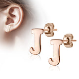 Pair of 14kt Rose Gold Plated Alphabet Initial Dangle Earring Studs