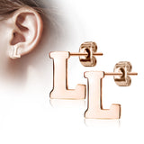 Pair of 14kt Rose Gold Plated Alphabet Initial Dangle Earring Studs
