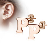 Pair of 14kt Rose Gold Plated Alphabet Initial Dangle Earring Studs