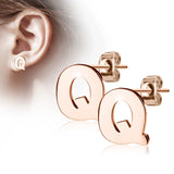 Pair of 14kt Rose Gold Plated Alphabet Initial Dangle Earring Studs