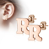 Pair of 14kt Rose Gold Plated Alphabet Initial Dangle Earring Studs