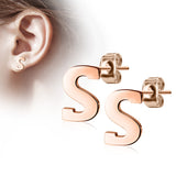 Pair of 14kt Rose Gold Plated Alphabet Initial Dangle Earring Studs