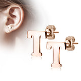 Pair of 14kt Rose Gold Plated Alphabet Initial Dangle Earring Studs
