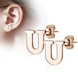 Pair of 14kt Rose Gold Plated Alphabet Initial Dangle Earring Studs