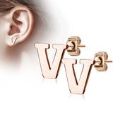 Pair of 14kt Rose Gold Plated Alphabet Initial Dangle Earring Studs