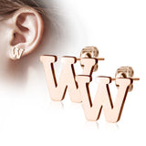 Pair of 14kt Rose Gold Plated Alphabet Initial Dangle Earring Studs
