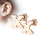 Pair of 14kt Rose Gold Plated Alphabet Initial Dangle Earring Studs