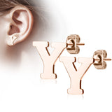Pair of 14kt Rose Gold Plated Alphabet Initial Dangle Earring Studs