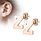 Pair of 14kt Rose Gold Plated Alphabet Initial Dangle Earring Studs