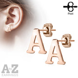 Pair of 14kt Rose Gold Plated Alphabet Initial Dangle Earring Studs