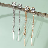 Pair of 6mm Bezel Set CZ Falling Chain Post Earring Studs