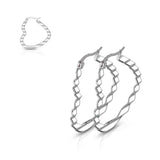 Pair of Wave Pattern Heart Shape 316L Stainless Steel Hoop Earrings