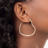 Pair of Wave Pattern Heart Shape 316L Stainless Steel Hoop Earrings