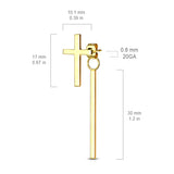 Pair of Cross Stud Earrings With Dangling Bar On Butterfly Clasp