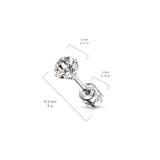 Pair Prong Set CZ 316L Surgical Steel Earring Studs Helix Screw Back With CZ