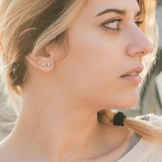 Pair Prong Set CZ 316L Surgical Steel Earring Studs Helix Screw Back With CZ