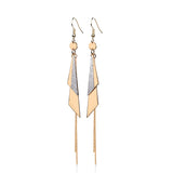 Pair Of 2 Tone Triangles and Chain Dangle Hook Earrings