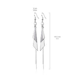 Pair Of 2 Tone Triangles and Chain Dangle Hook Earrings